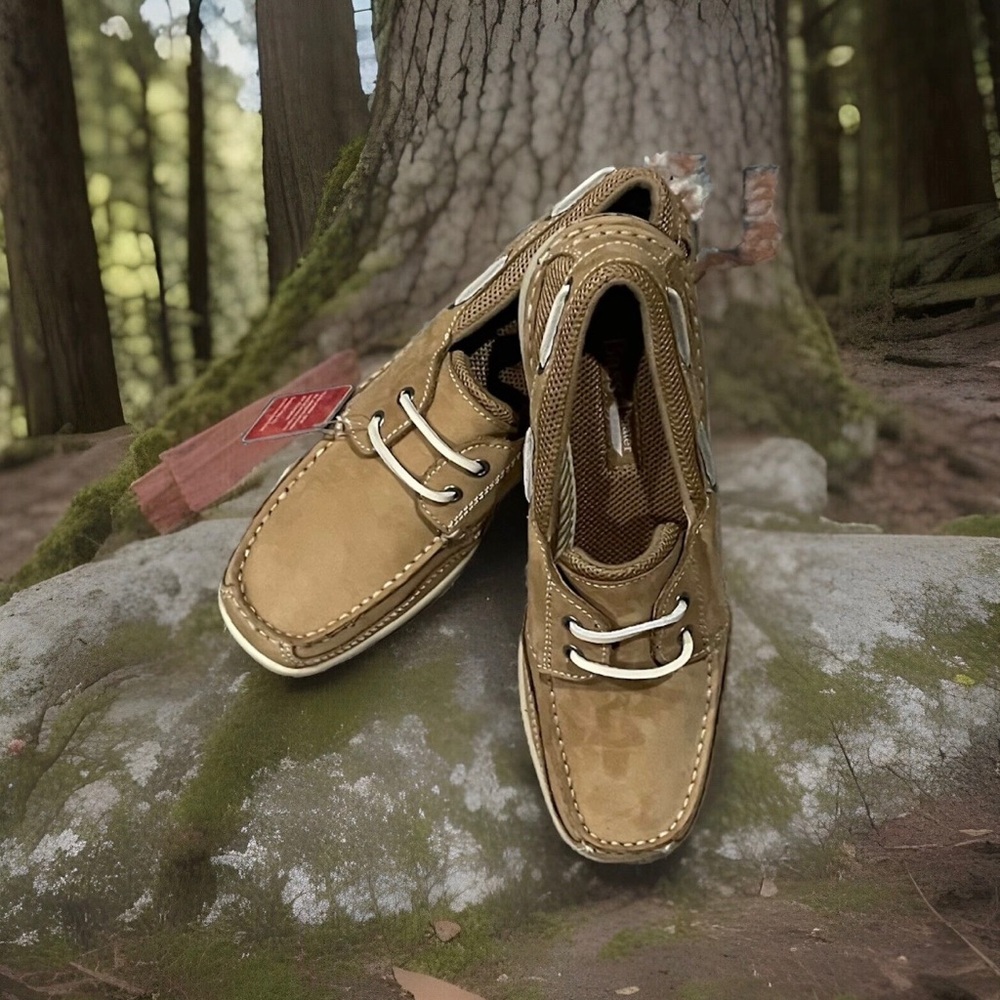 Bass Boater Man Leather Shoes Size 7.5 M Mustard- store price $149 now $55 🔥🔥🔥